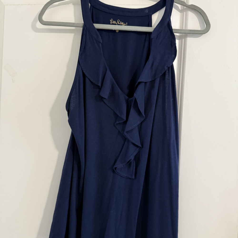Lilly Pulitzer Blue Ruffled Tank Top